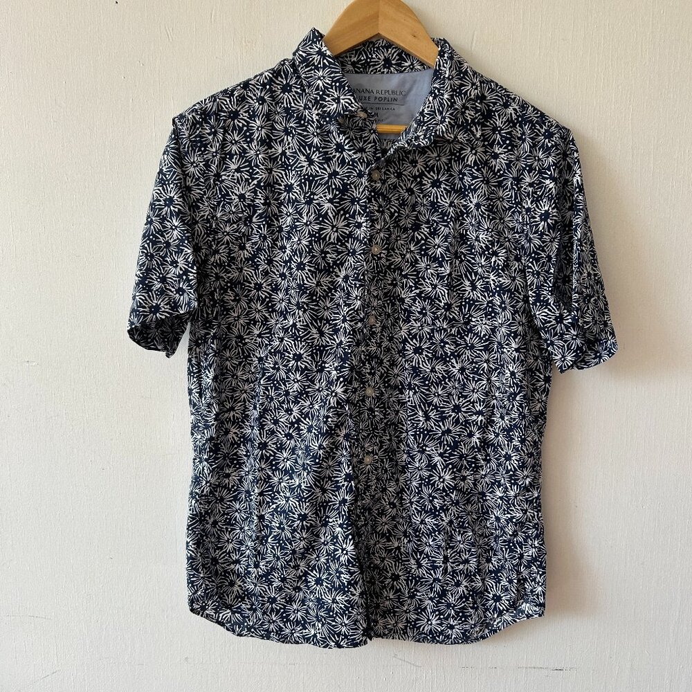 Banana Republic Luxe Poplin Slim Fit Shirt‎ Mens Medium Blue Collared Button Up